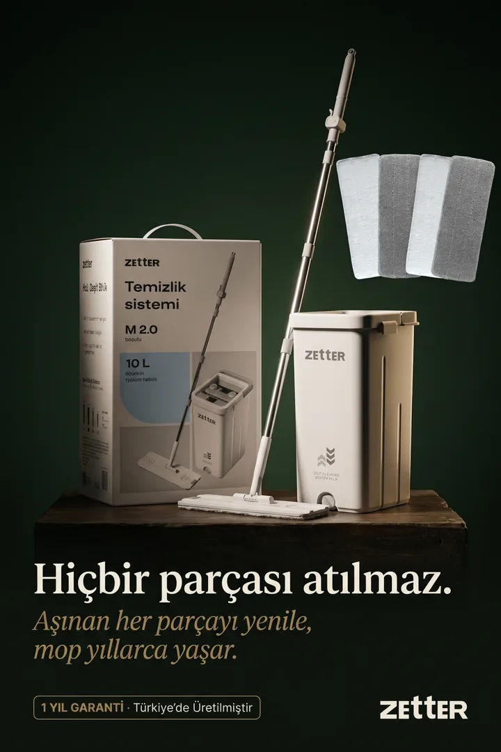 Zetter temizlik seti — beyaz, 4 bezli